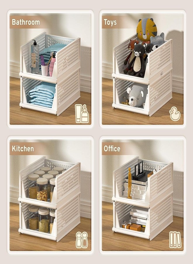 MECHDEL | Wardrobe Organizer For Clothes | Cupboard Organizer | Foldable Shirt Stacker Box | Cloth Box for Almirah | Closet Storage Basket |Plastic Stackable Closet Organizer (White, 2PCS) - Image 5